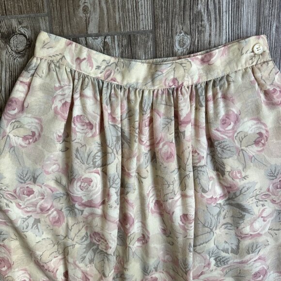2/$18 SALE! Vintage Floral Skirt Talbots S Cottage High Waist Cowboy Pleated - Picture 3 of 8